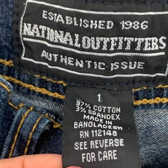 National Outfitters Cropped Denim Pants Size 1 Cuffed Stone Washed Embroidered P - Picture 3 of 16